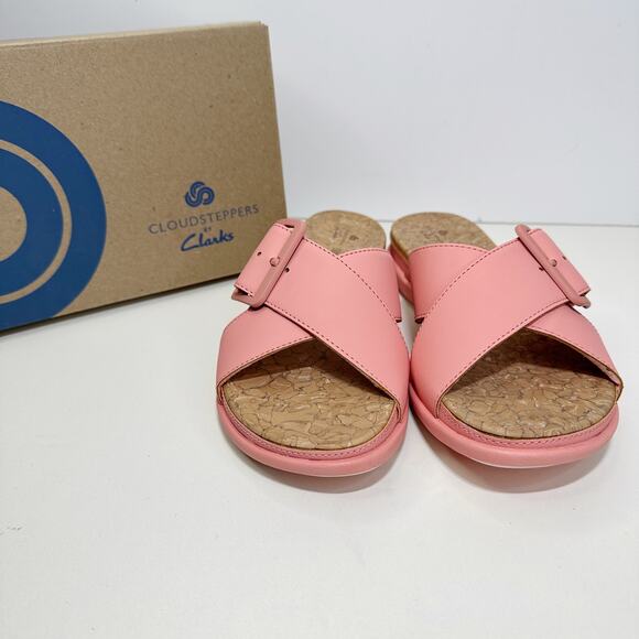Clarks Cloudstepper Step June Shell Coral Slide Sandal Women 7.5M NIB - Picture 3 of 8